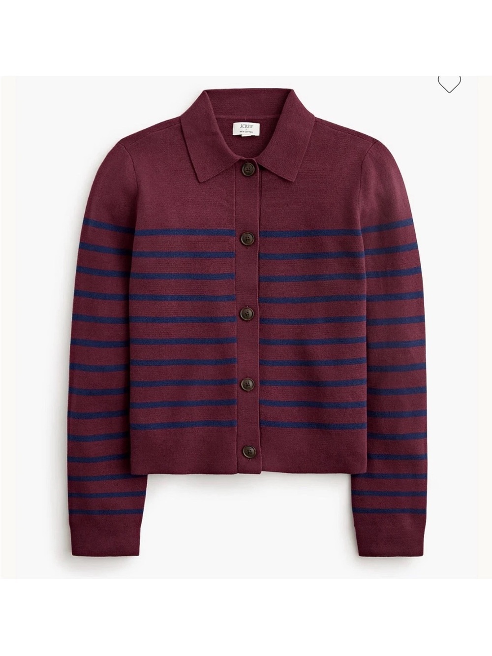 J. Crew Factory Burgundy & Navy Striped Button-Front Cardigan